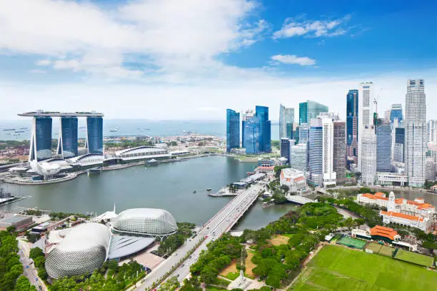 Happy travelers enjoying Singapore attractions